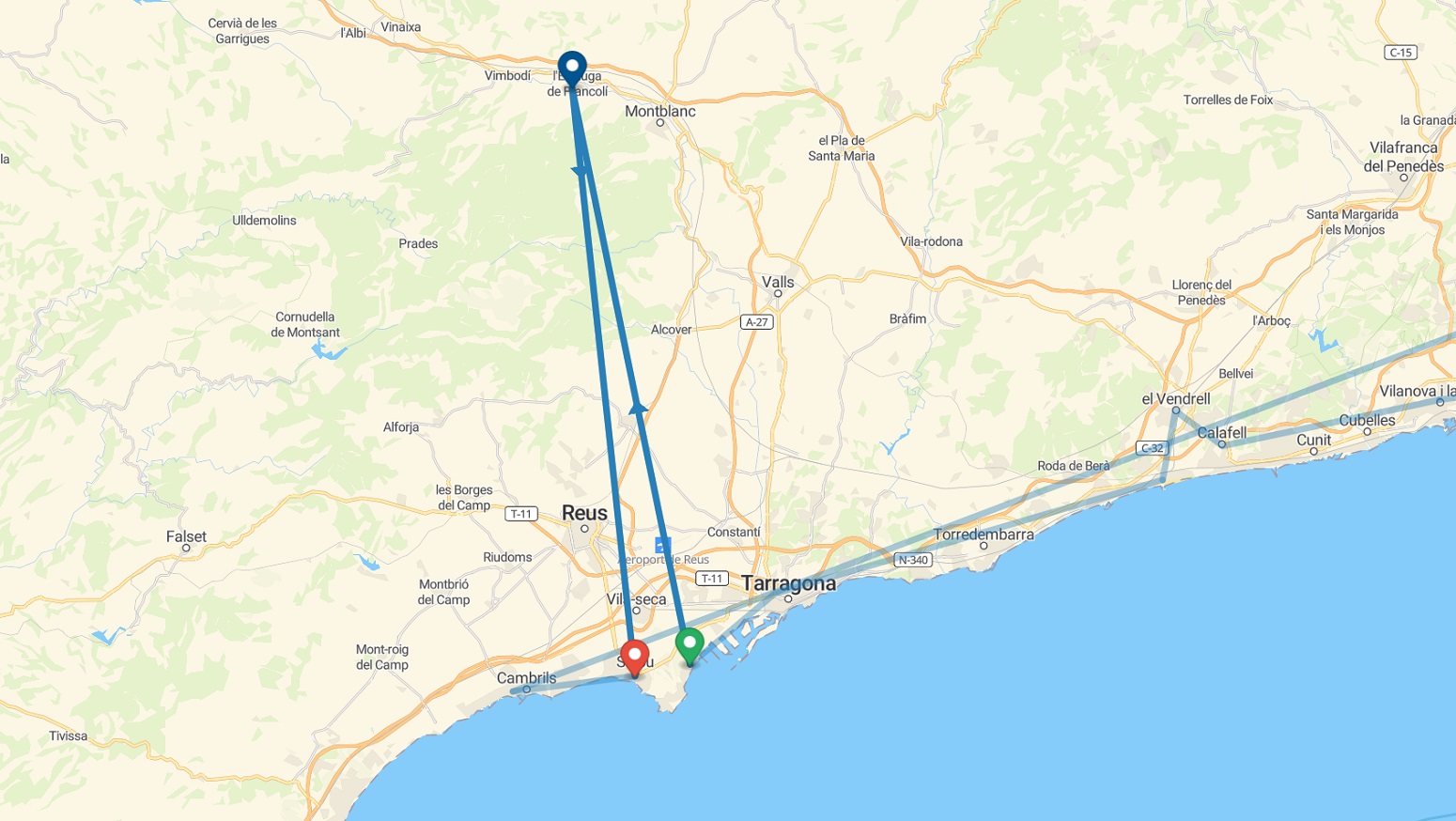 Route from Barcelona to Costa Daurada - Day 5